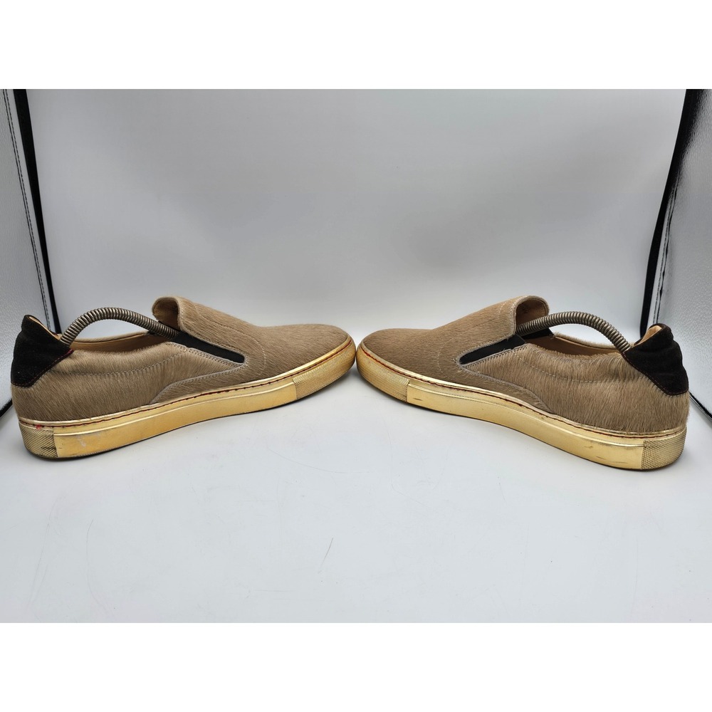 Robert Graham Rolo Slip On Mens 8.5 Tan Calf Hair Gold Good Italian Sneaker‎